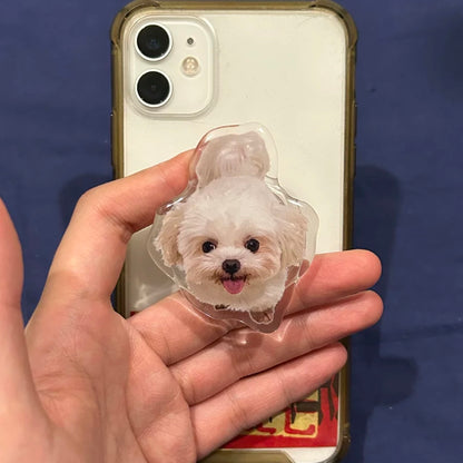 custom phone grip holder, white dog phone grip holder