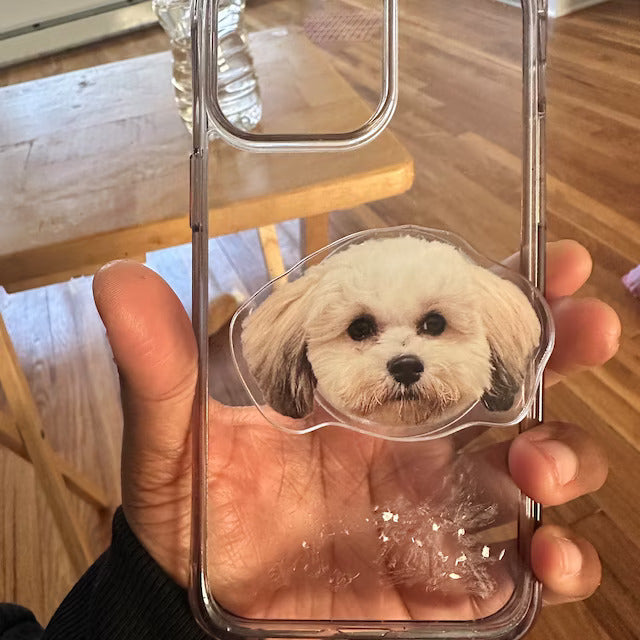 white dog phone grip holder